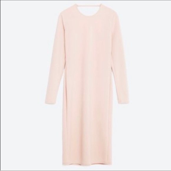 Zara Nude Beige Low Back Long Bodycone Dress Small - Picture 5 of 16